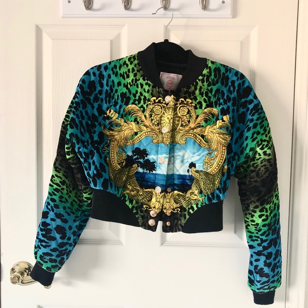 Versace for H&M Baroque Cropped Bomber Jacket